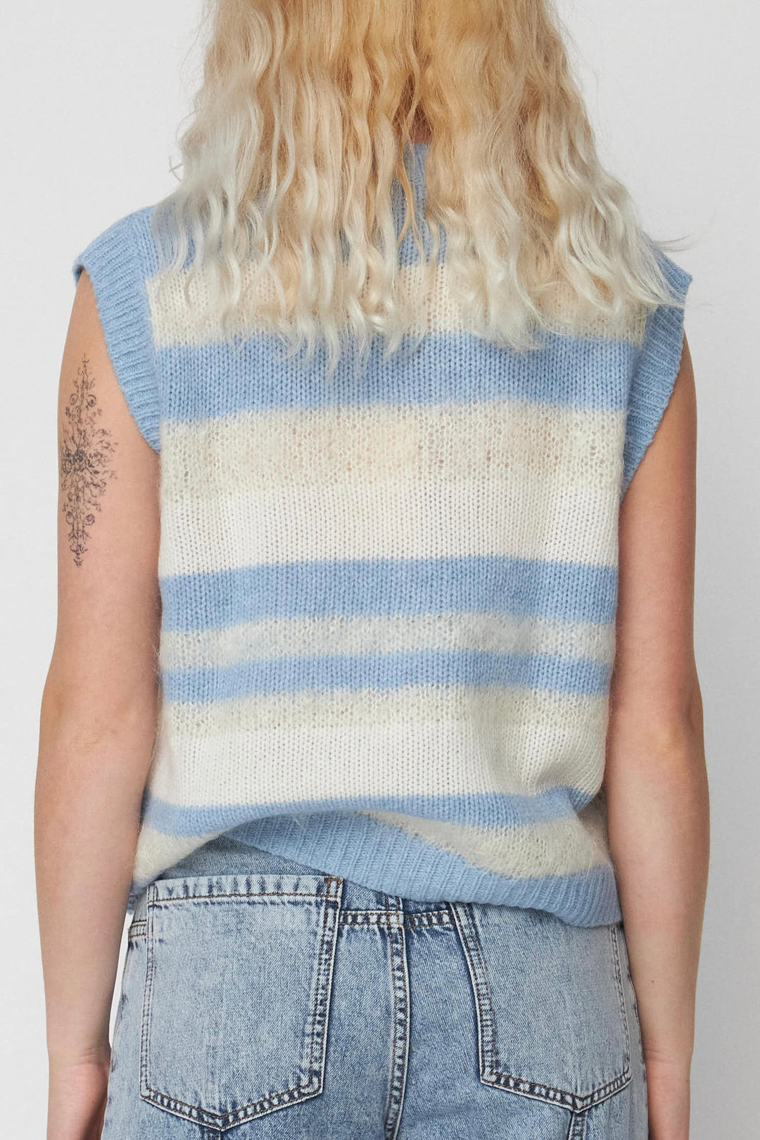 Striped Mohair Cardigan-Vest