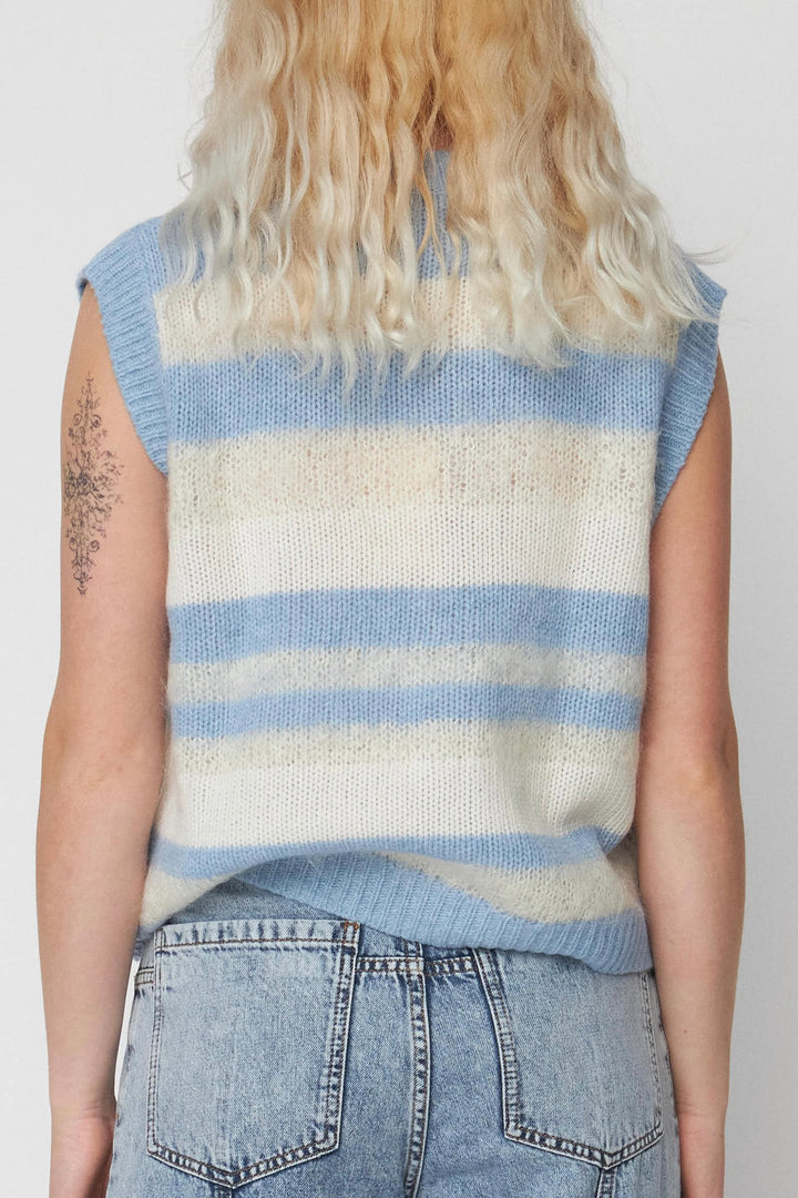 Striped Mohair Cardigan-Vest