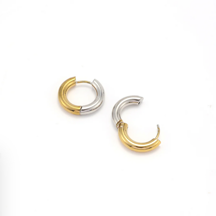 Lyn Gold and Silver Duo Hoop Earrings Stainless