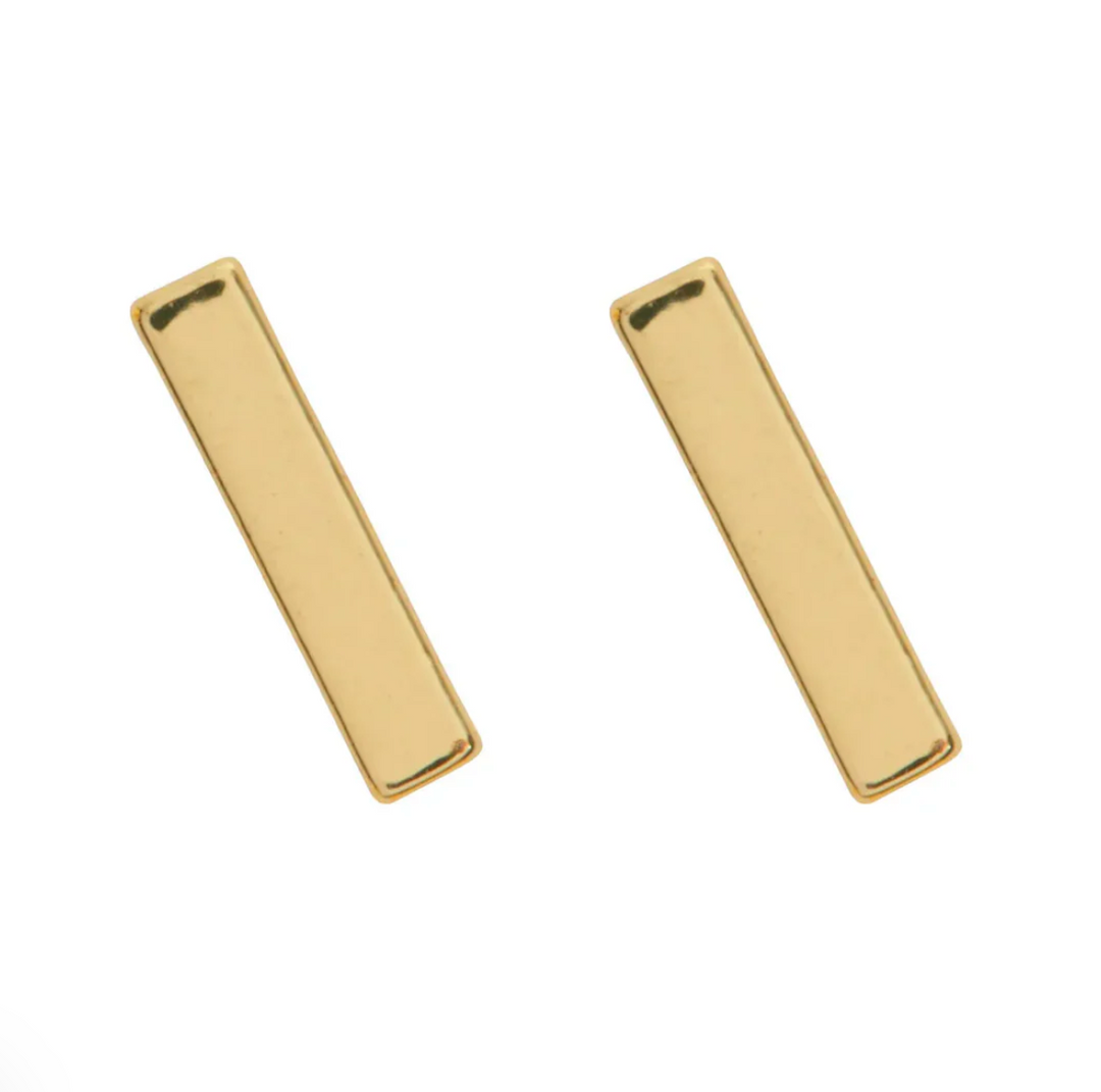 Loa Small Bar Stud Earrings Gold