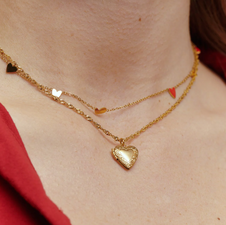 Vera - Heart Locket Necklace Stainless Steel - Gold