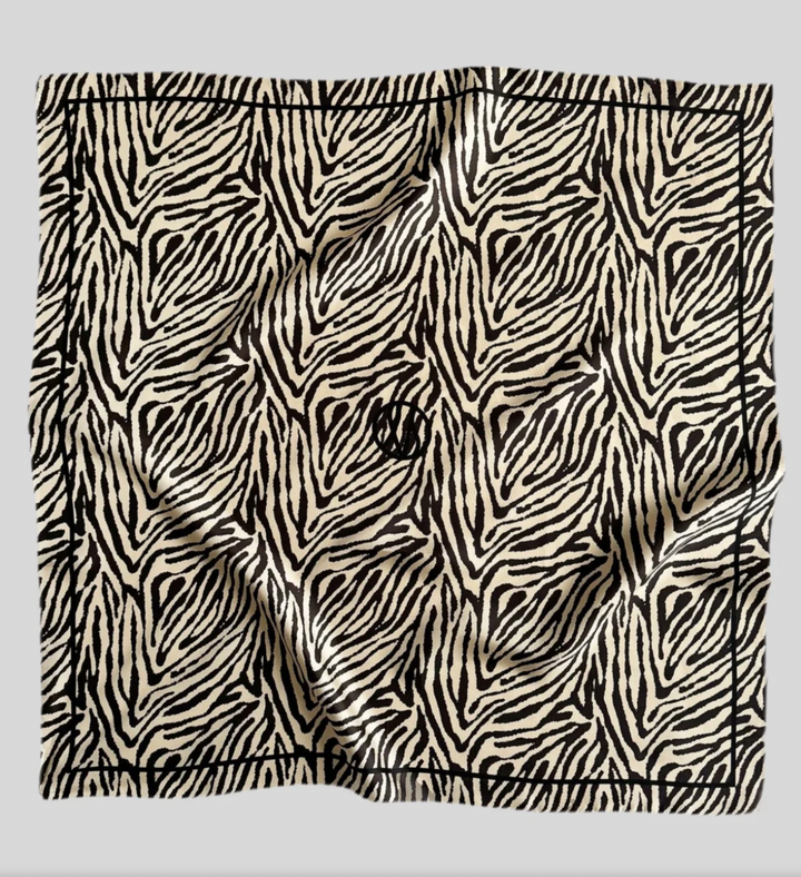 Zebra Print Scarf Sand & Black 80x80