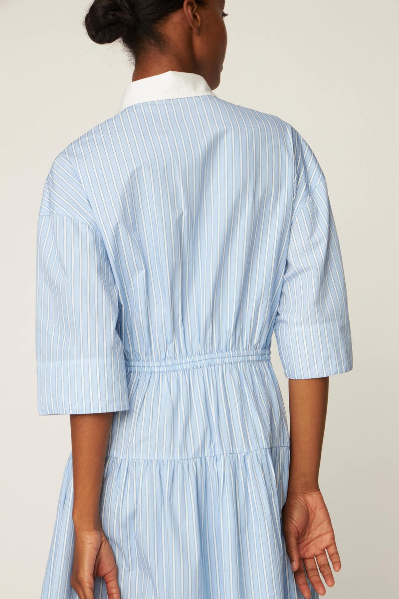 Striped Dress with Scallops
